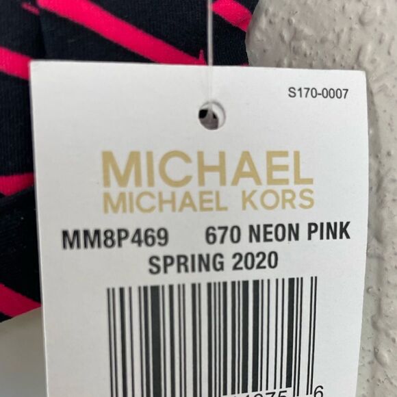 NWT MICHAEL Michael Kors Neon Pink Spring 2020 Bikini Top Size L - Picture 4 of 4